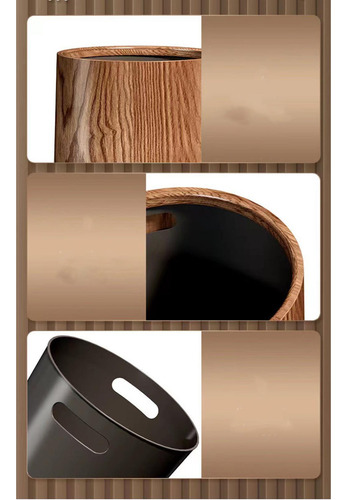 Bote De Basura De Grano De Madera, Elegante Cesta De 15l