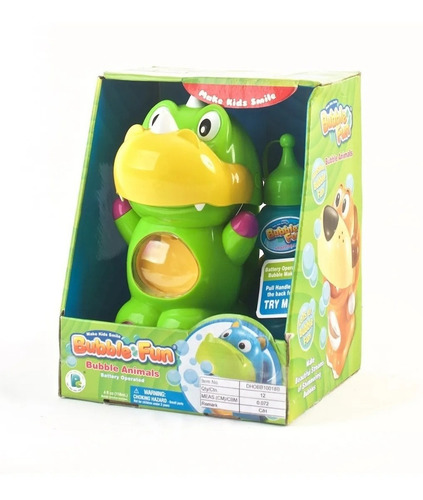 Imagen 1 de 2 de Burbujero Bubble Fun Dinosaurio Lanza Burbujas Frontal Edu Color Verde