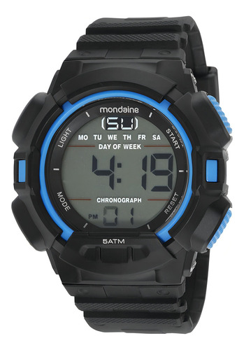 Relógio Mondaine Masculino Digital Preto E Azul 85015g0mvnp1