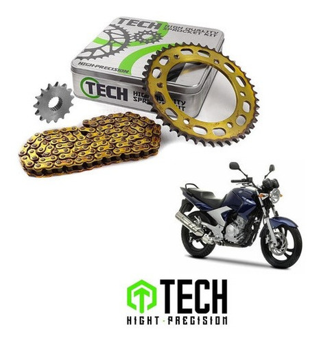 Kit Transmision Tech Yamaha Ybr 250 44-15 428 Reforzada Full
