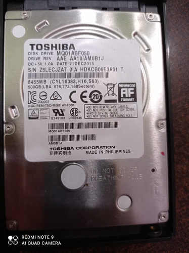 Disco Duro Interno Toshiba Mq01abf Series Mq01abf050 500gb