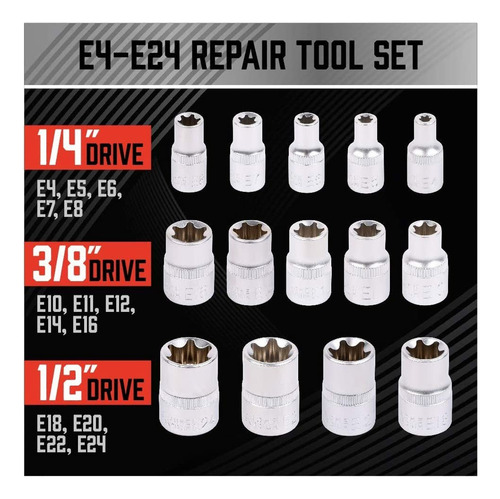 P Sedy Juego De Dados De Estrella E-torx Hembra De 14