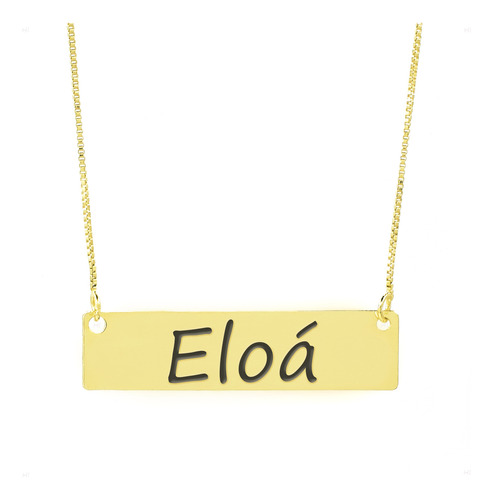 Colar Nome Personalizado Chapinha Gravação Eloá Banhado Ouro