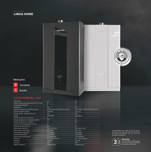 Aquecedor Komeco Ko 16 Wh Home 16 Litros Glp Com Kit Ligação
