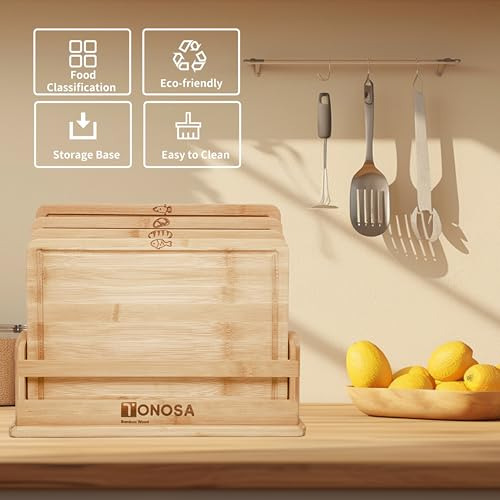 Set De Tablas De Cortar De BambĂș Con Soporte, Set De Tablas