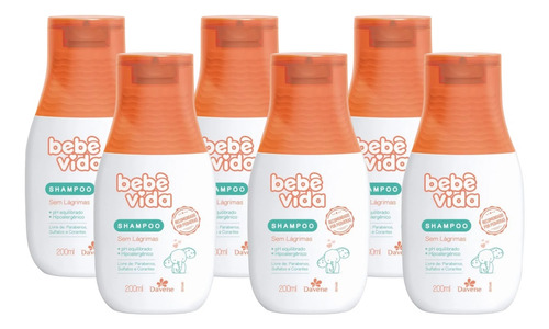  6un Shampoo Hipoalergernico Bebe Vida 200ml Davene