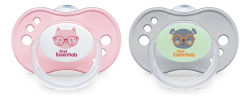 Chupón Nuk Glow In The Dark 0-6m Rosa Gris 2pz Período De Edad 0-6 Meses
