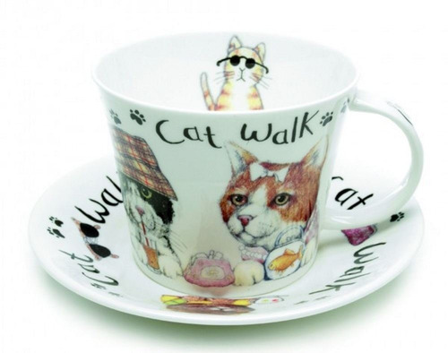 Roy Kirkham Animal Fashion Cat Desayuno Taza Y Platillo En H