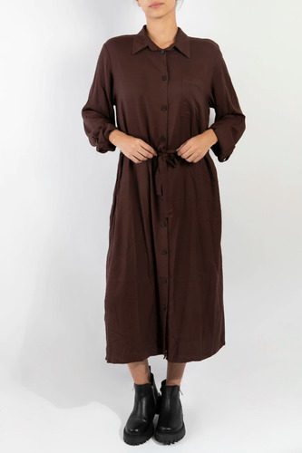 Vestido Camisero Manga Larga Cinto Talles