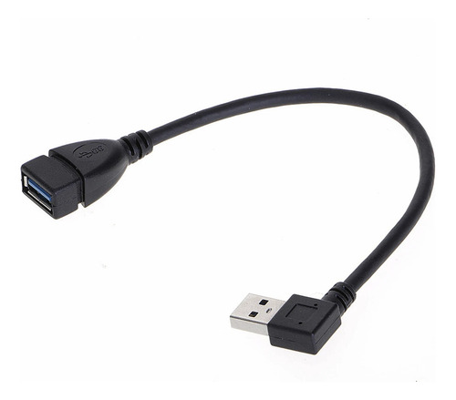 Cabo Extensor Usb 3.0 Adaptador Macho Femea 0,2m Em L Preto