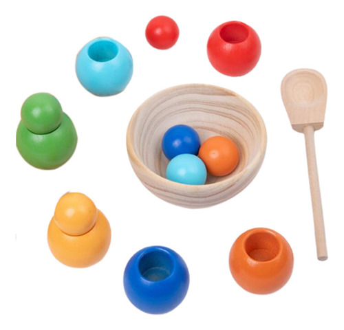 Bolas En Tazas Juguete Montessori Para Niños 6 Colores