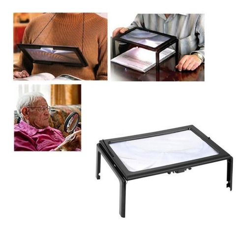 Lupa Rectangular Con 6 Luces Led Con Aumento De 3x