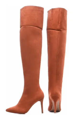 Bota over the knee caramelo camurca 2025