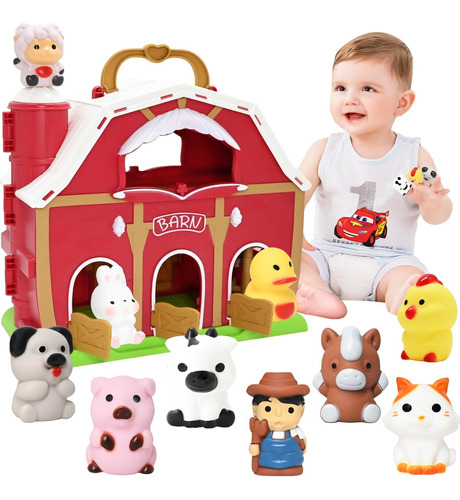 Wodmaz Big Red Barn Toys Niños 1 2 3 Años, Juguete Juego Con