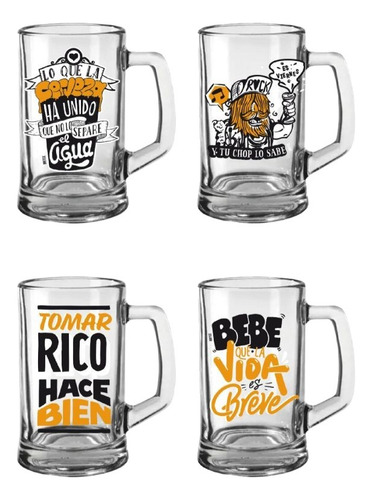Chop De Vidrio Con Frases Para Cerveza