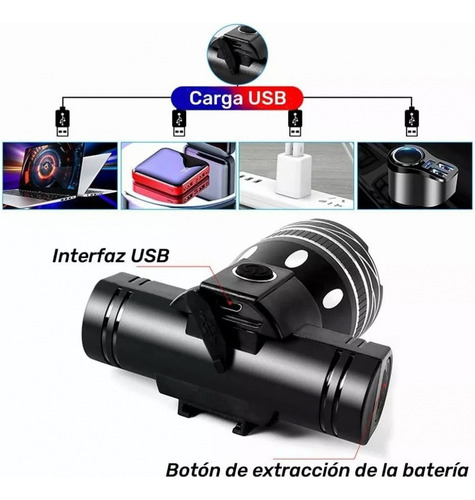 . Lámpara Led Recargable 6000 Lm Impermeable For Bicicleta