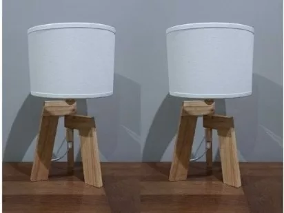 Lámpara De Mesa Escritorio Velador Led 10w Nórdico Madera