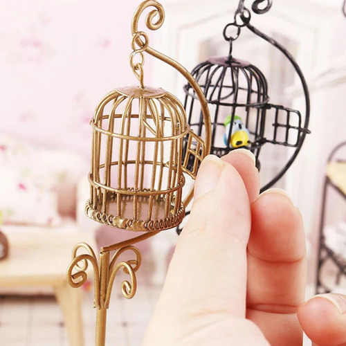 Logofun Casa De Muñecas Muebles En Miniatura Jaula De Pájaro