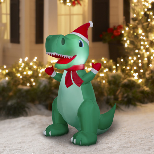Inflable Navidad Dinosaurio T-rex 1.22 Mts Con Luz *sk