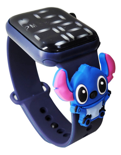 Relógio Digital Infantil Stitch Resistente À Água