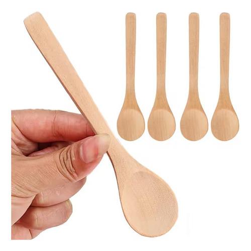 Cucharas Redondas De Madera Para Mezclar Sopa, Té Y Café, 12