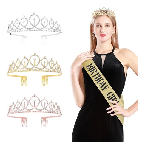 3corona Accesorios Para Cabello Cumpleaños Decoración Fiesta Oro Rosa Oro Plata Heaimo