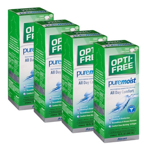 Opti Free Pure Moist 300ml Combo X4 Liquido Lentes Contacto