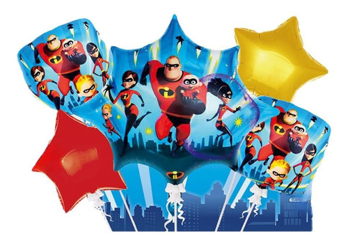 Set 5 Globos Los Increibles Fiesta Infantil Cumplaños Happy