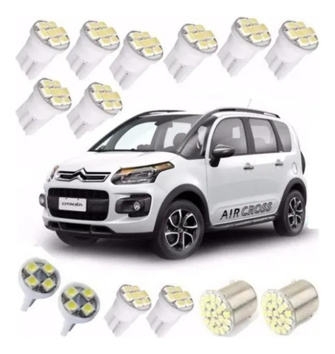 Kit Lâmpadas Led Citroen Aircross Luz Teto Placa Ré Farolete