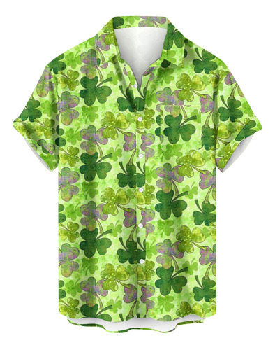 Camisa Con Bolsillo Estampado De San Patricio En Forma De U