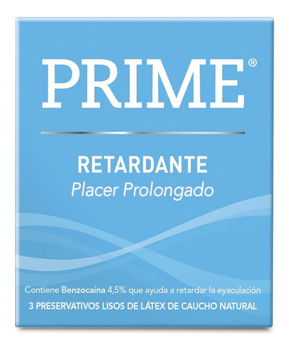 Imagen 1 de 2 de Preservativo De Látex Prime Retardante Climax Control X 3 Un