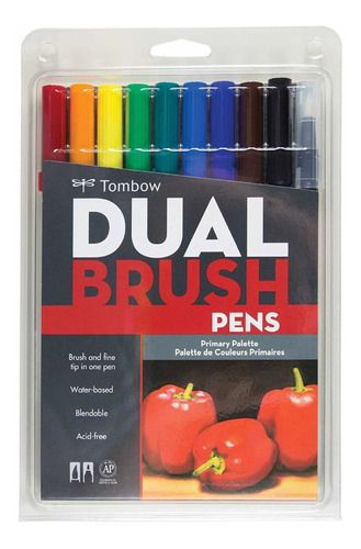 Marcadores Primarios Dual Brush Pen Art 10 Pack Tombow