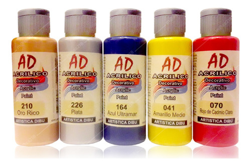 Pintura Acrílica Acrílico Decorativo 60ml Plateado Dorado