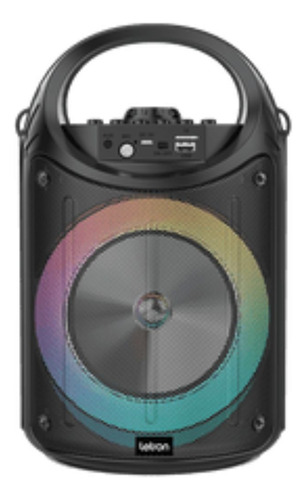 Caixa Som Karaoke Circle Led Preto Multimidia Rgb 60w Letron