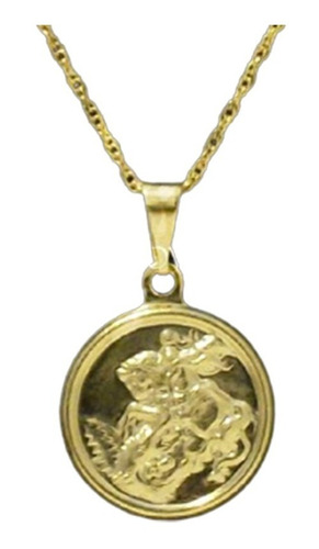 Joya, San Jorge, Medalla Con Cadena, Regalo Religioso, Oro