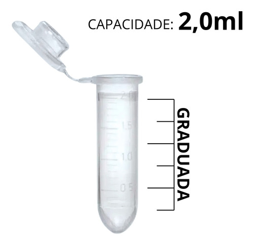 Microtubo Centrifugação Tipo Eppendorf De 2ml C/tampa - 1000