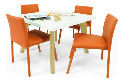 Set Comedor Infantil Lugo En Cuero Color Naranja