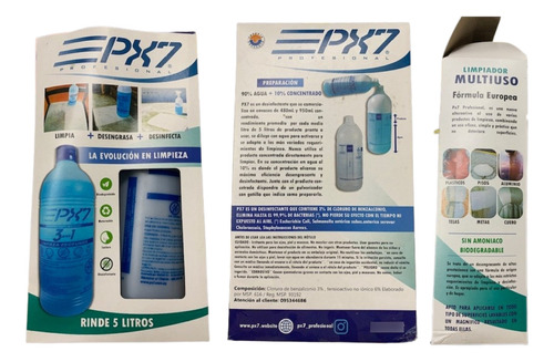 Limpiador Desinfectante Concentrado Px7 Azul 1lt