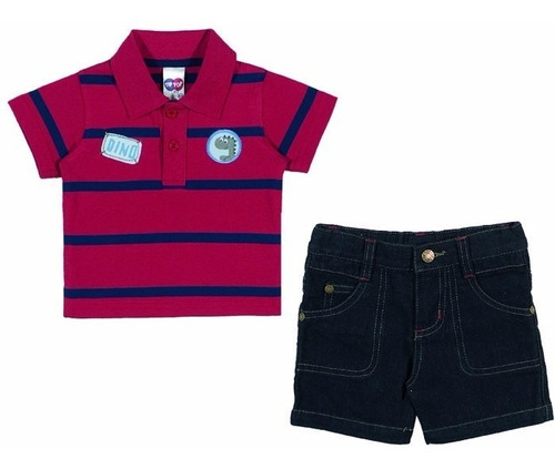 Conjunto Infantil Bebê Camisa Polo E Bermuda Tip Top