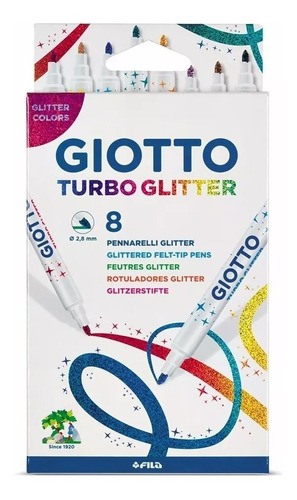 Marcadores Fibras Giotto Turbo Glitter Brillos X8u Distri Lv