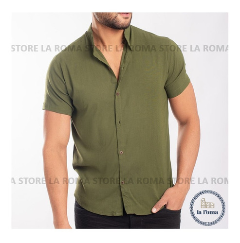 Camisa Manga Corta Cuello Neru De Lino