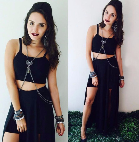 Roupas Femininas Conjuntos Cropped E Saia Sereia Fendas Moda