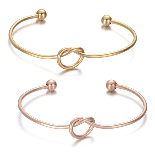 Pulseira Feminina Bracelete Coração Dourado Kit 2 Unidades Comprimento 6 cm Diâmetro 6 cm