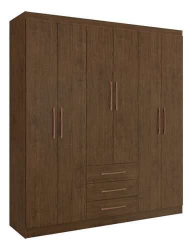 Guarda-roupa 6 Portas 3 Gavetas Vegas Multimóveis Vcr4148 Cor Amarula