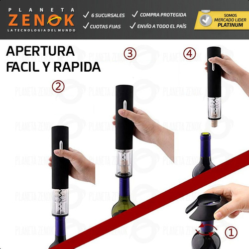 Sacacorchos Automatico Destapador De Vinos Botella Abridor