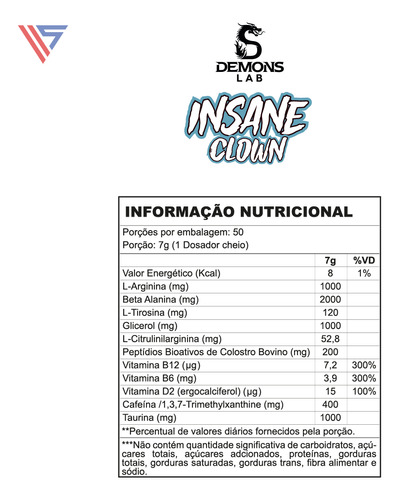 Suplemento em Pó Insane Clown 350g Demons Lab Tutti Frutii