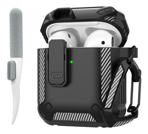 Funda Estuche AirPods 1 2 Protector Fibra Carbon + Obsequio