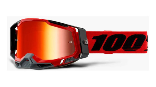 Antiparras 100% Racecraft 2 Snowmobile  Rojo Y Gris Espejada