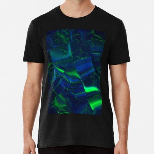 Remera Shattered Abstract - Blue, Green Algodon Premium