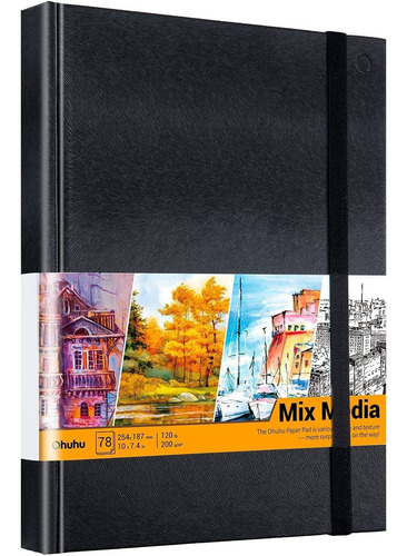 Mix Media Pad, 10x7.4 Mixed Media Art Sketchbook, 120 L...